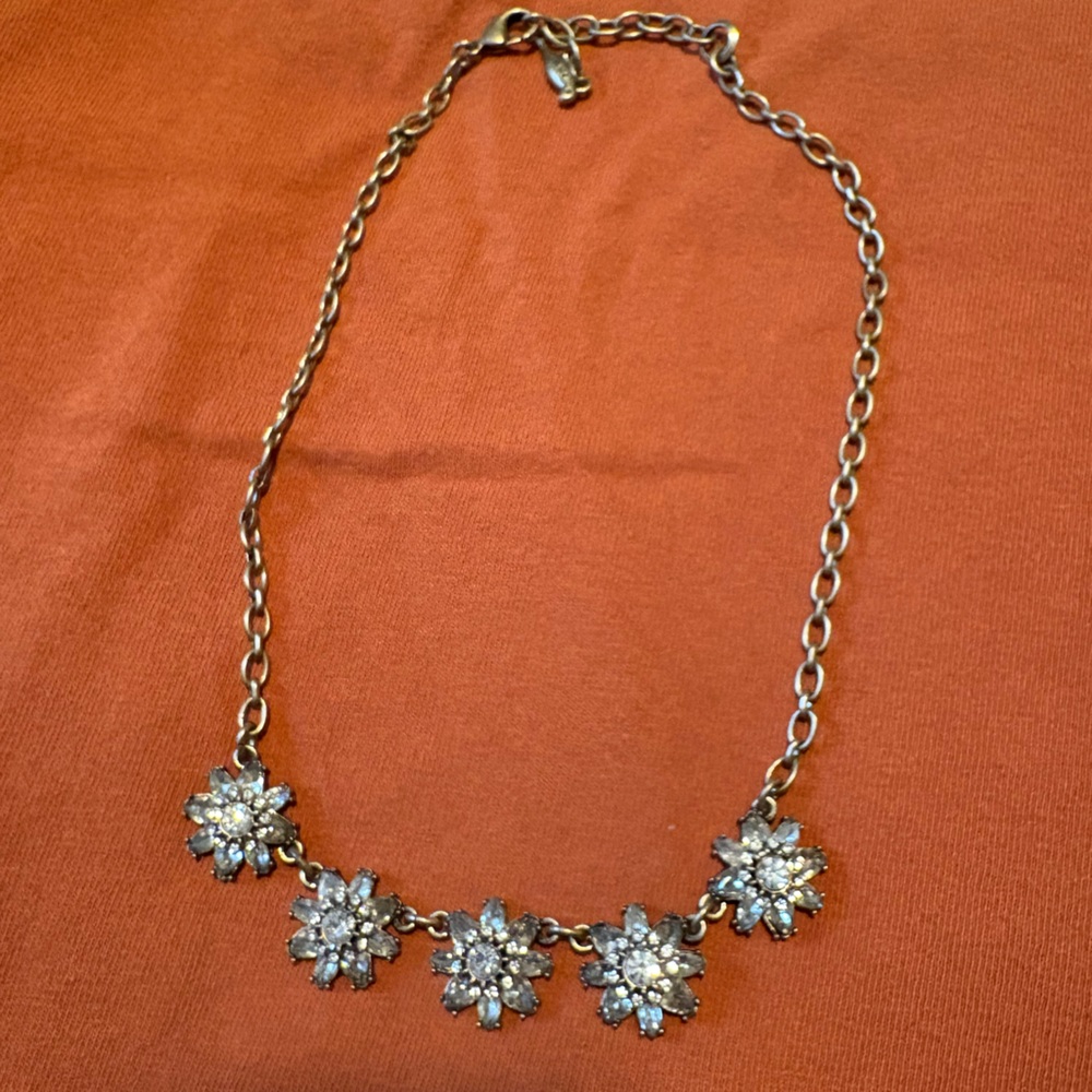 Chloe + Isabel Crystal Flower Necklace with White Crystals